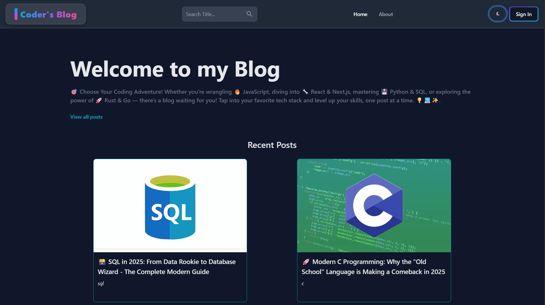 An image of the Coder's Blog project.